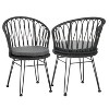 Gulches Outdoor Dining Chair Set of 2 - Weather Resistant with Polyethylene Rattan and Hairpin Legs, Gray - 2 of 4