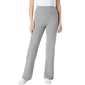 Woman Within Women's Plus Size Petite Stretch Cotton Wide Leg Pant - 1 of 4