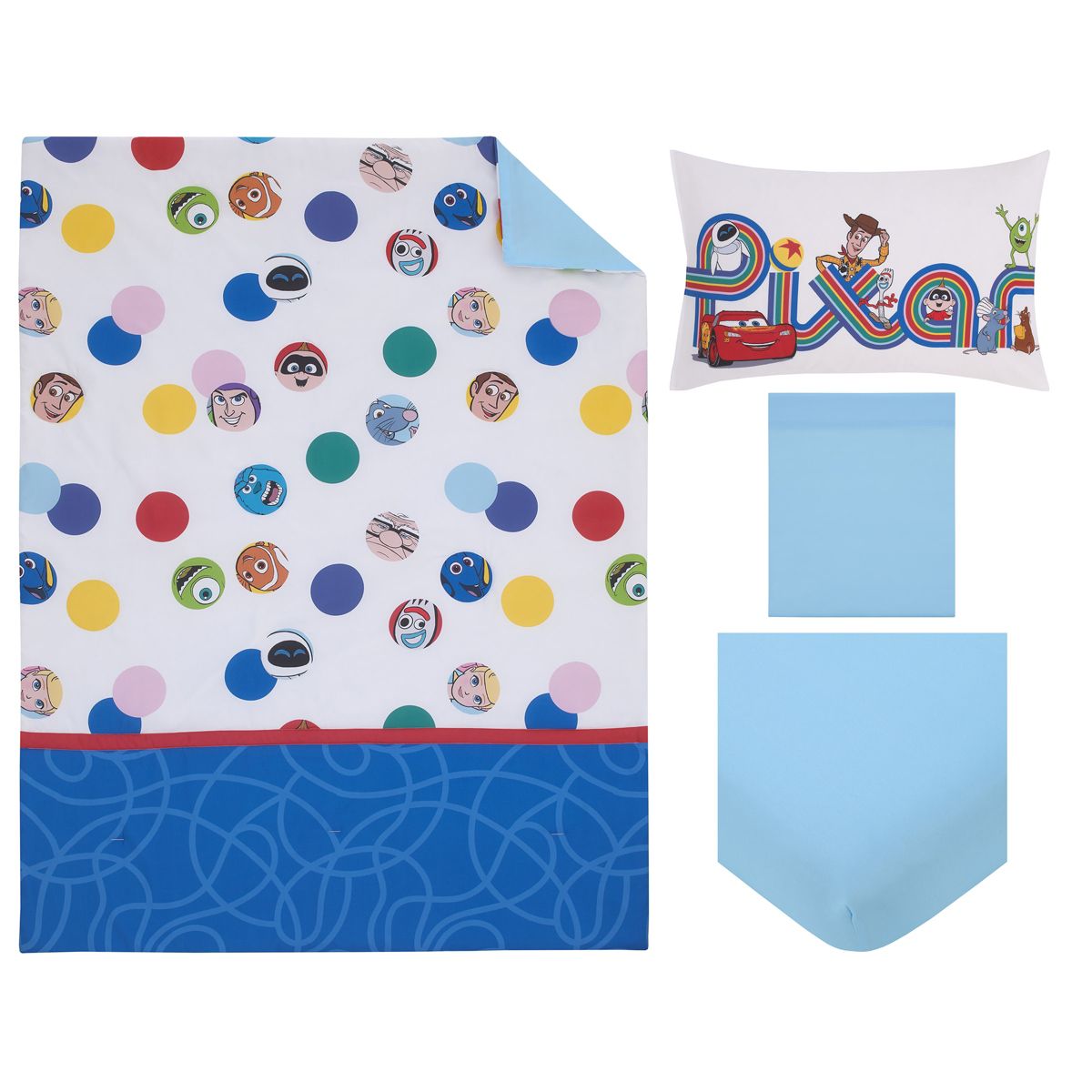 Disney Choose Happy Pixar Friends Multi-Colored 4 Piece Toddler Bed Set - thumbnail 8