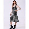 INSPIRE CHIC Women's Plaid Vintage Sleeveless High Waist Midi Pinafore A-Line Dress with Pocket - 3 of 4