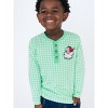 RuggedButts Boys Holiday Gingham Knit Long Sleeve Embroidered Henley Tee - 3 of 4