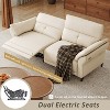 ATJafurn Full Grain Leather Power Reclining Sofa with Dual Motor, White Modern Recliner Sectional Couch with Console and USB Ports for Living Room - 2 of 4