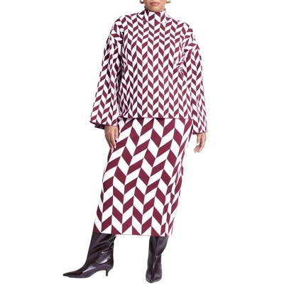 ELOQUII Women's Plus Size Intarsia Sweater Skirt