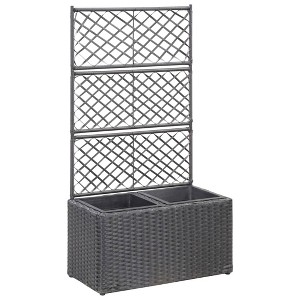 vidaXL Raised Bed Black Poly Rattan Medium Planters Planter - 1 of 4