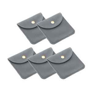 Unique Bargains Jewelry Pouches with Snap Button, Velvet Jewelry Pouches Portable Soft Storage - 1 of 4