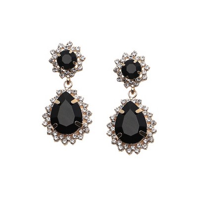 Women's Regal Drop Earrings - Onyx Black