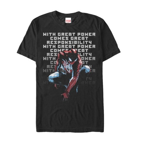 Men's Marvel Spider-man Great Responsibility Quote T-shirt - Black - 2x ...