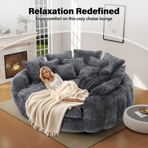 AENKYO 81.1" Cloud Couch Sleeper Indoor Lazy Sofa, Oversized Round Deep Seat Chaise Lounge Chair with 14 Pillows for Living Room - 1 of 4