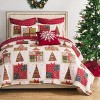 Greenland Home Fashions Deck the Halls 3-Piece Quilt Set – Holiday Red & Green, Festive Reversible Bedding - 3 of 4