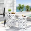 GlasFlength Patio End Tables 2 Pack, Metal Side Table, Round Accent Table with Weather Resistant, Garden Patio Furniture, White 13.75"*13.75"*18" - 2 of 2