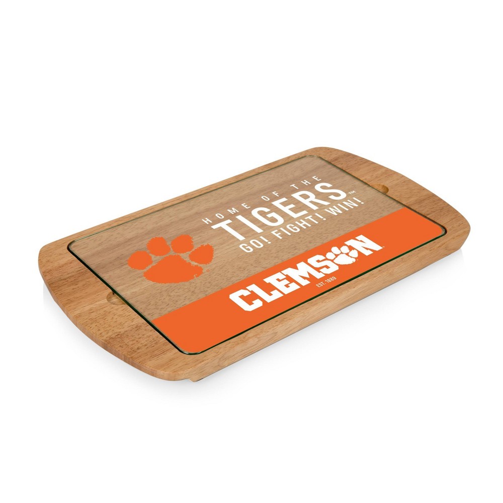 Photos - Serving Pieces NCAA Clemson Tigers Parawood Billboard Glass Top Serving Tray