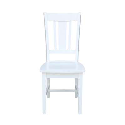 White High Back Solid Wood Slat Dining Chair Set
