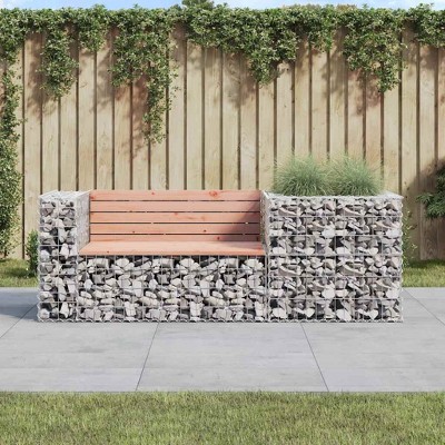 Garden Bench With Gabion Basket Natural Pine, SilvervidaXL