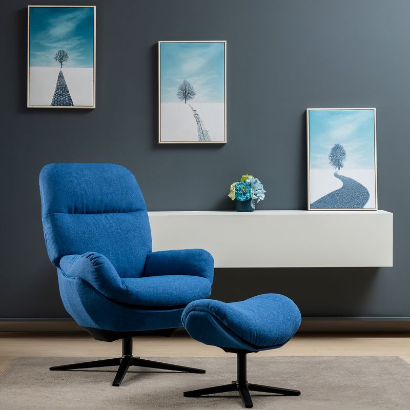 Costway Modern Swivel Rocking Chair & Ottoman Set w/Aluminum Alloy Base Grey\Blue\Coffee, 4 of 11