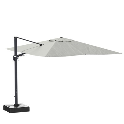CASAINC 11 ft. Square Cantilever Patio Umbrella with Solar Powered Lights with base