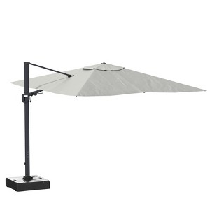 CASAINC 11 ft. Square Cantilever Patio Umbrella with Solar Powered Lights with base - 1 of 2