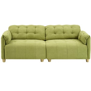 TiramisuBest French retro cloud fabric double-seat creamy style straight-line sofa for the living room., Modular Sectional Sofa with Storage - 1 of 4