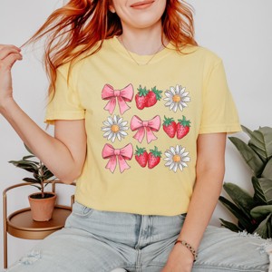 Simply Sage Market Coquette Strawberry Floral Garment Dyed Tee - 1 of 4