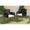 SKRAN Outdoor Dining Chairs Set of 2, Acacia Wood Patio Armchair with Rope Design Back and Washable Cushion,for Backyard, Poolside, Garden, - 2 of 4