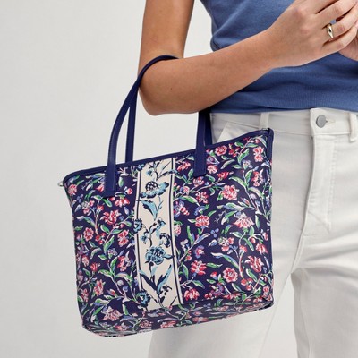 Vera Bradley Women's Coated Canvas Small Every Day Tote Bag Garden Masquerade Vines Shadow Blue — фото 4