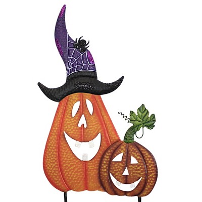 Home & Garden 39.0" Witchey Pumpkin Halloween Spider Web Direct Designs International  -  Decorative Garden Stakes