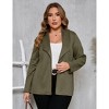 Women's Plus Size Suede Blazer Jacket - Single Button Closure, Notched Lapel, Stylish Office & Casual Blazer - 3 of 4