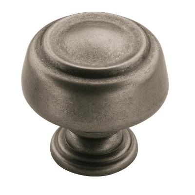 Weathered Nickel Round Cabinet Knob with Mounting Hardware