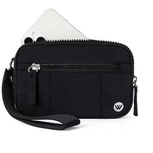 Wristlet Wallets for Women Nylon Quilted RFID Wallet with 3 Zipper Purse for Travel Credit Card Holder Phone Organizer(Black) - 1 of 4