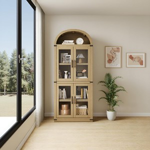 Arched Cabinet 71.6" Tall Kitchen Pantry, Farmhouse Storage Cabinet, Large Storage Pantry with Doors - 1 of 4