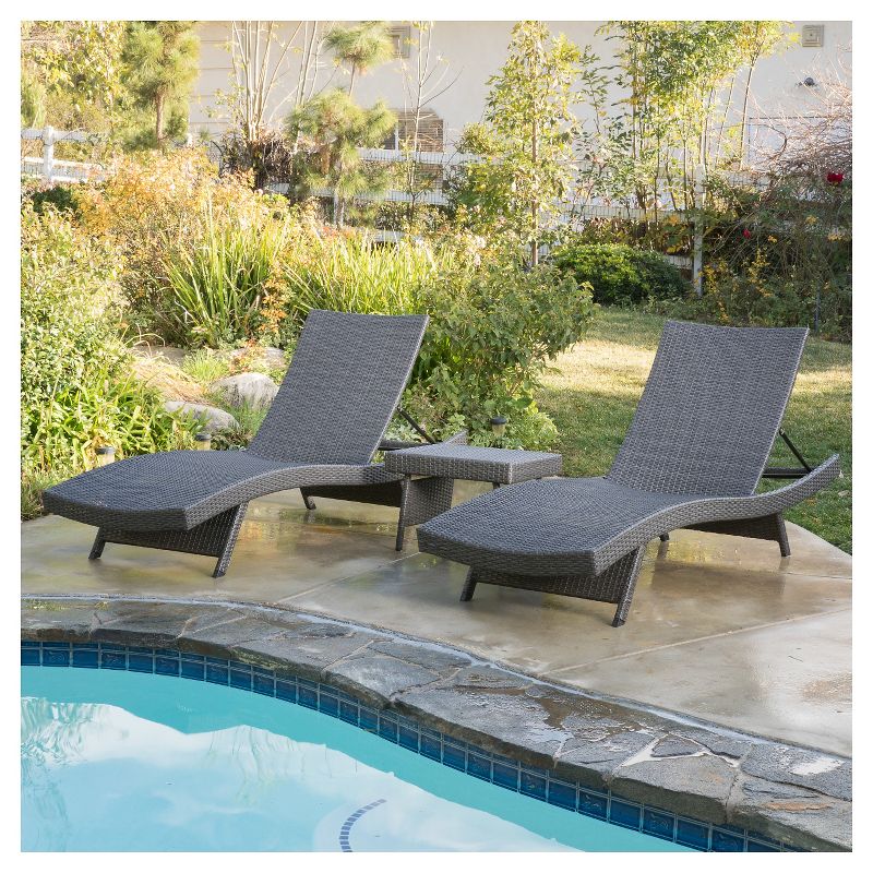 Salem 3pc Wicker Patio Adjustable Chaise Lounge Set  - Christopher Knight Home, 3 of 8