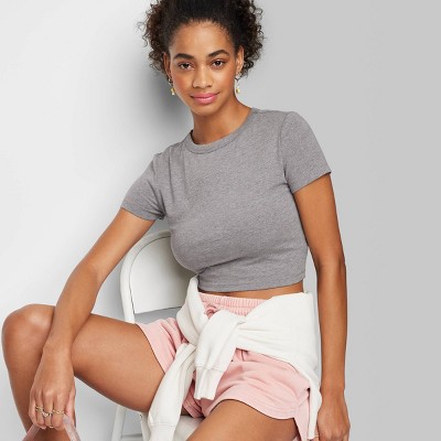 Women's Short Sleeve T-shirt - Wild Fable™ Light Gray M : Target