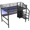 Merax Full Size Metal Loft Bed with Integrated Desk, Storage Staircase & Wardrobe - 4 of 4
