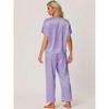 cheibear Women's Satin Summer Short Sleeves Sleepshirt with Pants Lounge Pajamas Sets - 3 of 4