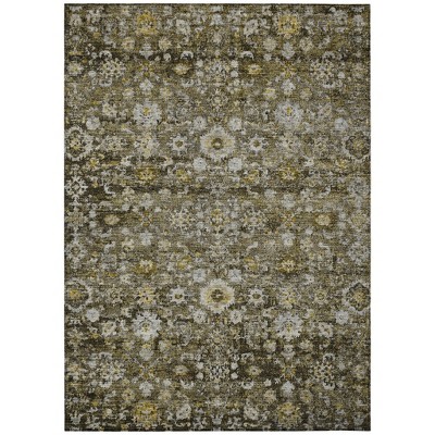 Brown And Beige Oriental Washable Indoor Outdoor Area Rug
