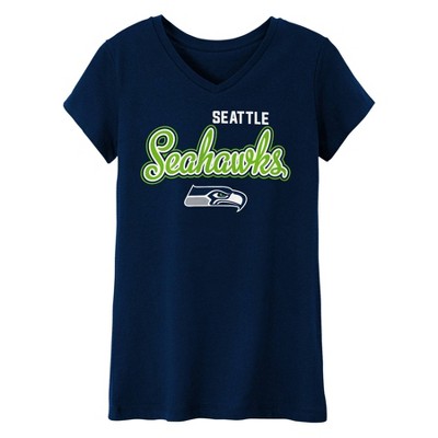 Girls Youth Russell Wilson Pink Seattle Seahawks Fashion Fan Gear V-Neck  T-Shirt