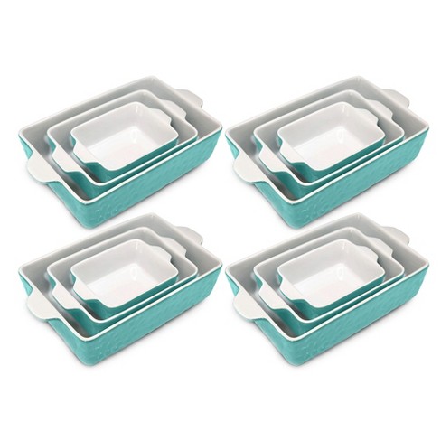 Nutrichef Rectangular Ceramic Bakeware 3-Pc Set ,Red