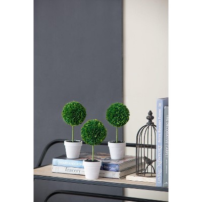 NicBex Double Sphere Boxwood Topiary in Cream Pot, Metal Frame Faux Plant for French Country Home Decor, Two-Tiered Design, Green