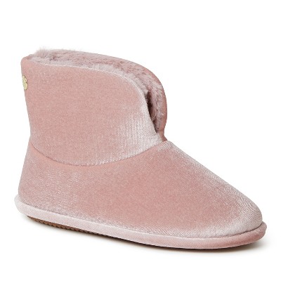 Dearfoams Women's Sara Shiny Velour Bootie House Slipper Boot