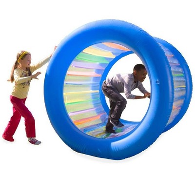 HearthSong Roll With It! Giant Inflatable Colorful Rolling Wheel for Active Outdoor Play