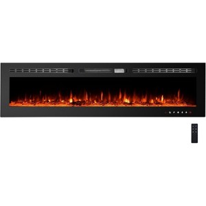 Wall Mounted & Recessed Electric Fireplace, Slim 4" Heater, WiFi & Remote Control, 12 Flame Colors, Adjustable Speed, Timer, Quiet 750W/1500W - 1 of 4