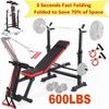 KRISRATE 3S Fast Folding All In One Weight Bench Set 600lbs, Home Gym Equipment Set w/ Removable Rowing Foot Catch, Squat Rack for Full Body Workout - 2 of 4
