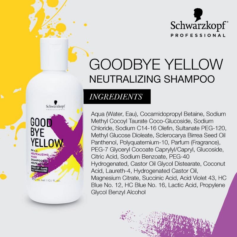 Schwarzkopf GOOD BYE YELLOW Neutralizing Bonding Wash (10 oz), Purple Shampoo Goodbye Brass & Yellow, 4 of 6
