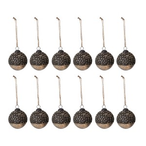 Storied Home Round Mercury Glass Ball Ornament with Stars, Dipped Bronze and Silver - 1 of 2
