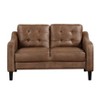 Grungis Modern Faux Leather Button-Tufted Loveseat Sofa with Contoured Arms, 2-Seater Couch with Solid Wood Frame for Living Room & Bedroom - 2 of 4