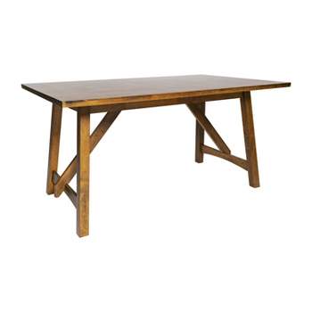 Flash Furniture Everly Solid Wood Trestle Base Dining Table, Farmhouse Style Commercial Grade Table with Seating for 6