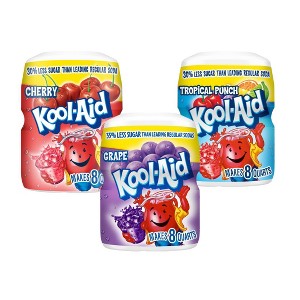 Kool-Aid Sugar-Sweetened Powdered Soft Drink Mix Variety Pack, 19 oz (Cherry, Tropical Punch, Grape) - 1 of 4
