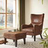 Vynxaria Vintage Distressed Lounge Chair with Ottoman,Classic Tufted Design & Nailhead Trim for Living Room, Study, Bedroom - 3 of 4