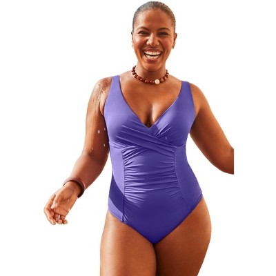 Swimsuits for All Women's Plus Size Twist Ruched One Piece Swimsuit
