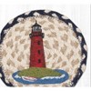 Earth Rugs Red Lighthouse Round Coaster – 7"x7" Braided Jute, Coastal Nautical Design, Hand-Stenciled Accent - 2 of 3