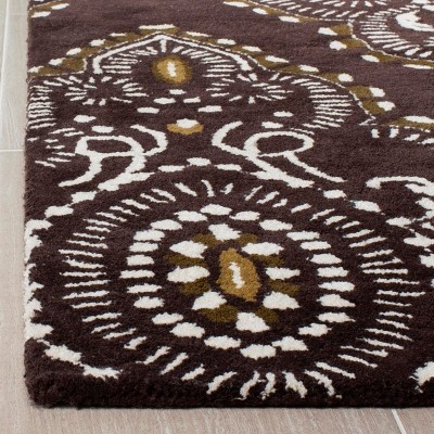 Brown and Ivory Hand-Tufted Wool Area Rug, 5' x 8'
